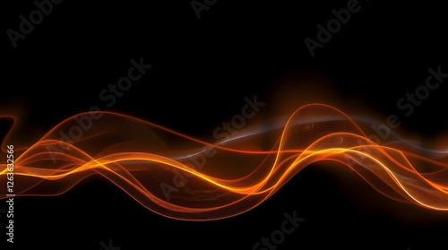  The image is of a black background with wavy, glowing lines of orange and blue