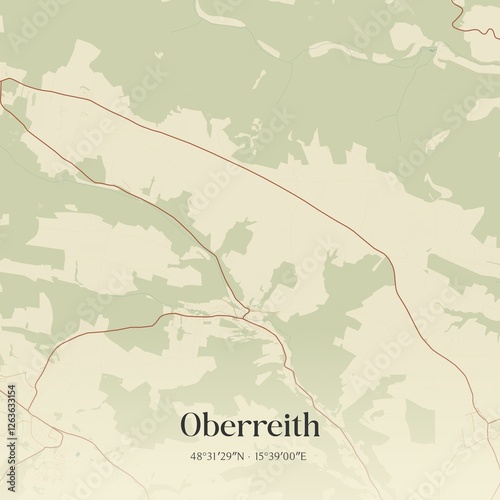 Vintage map of Oberreith, Austria. photo