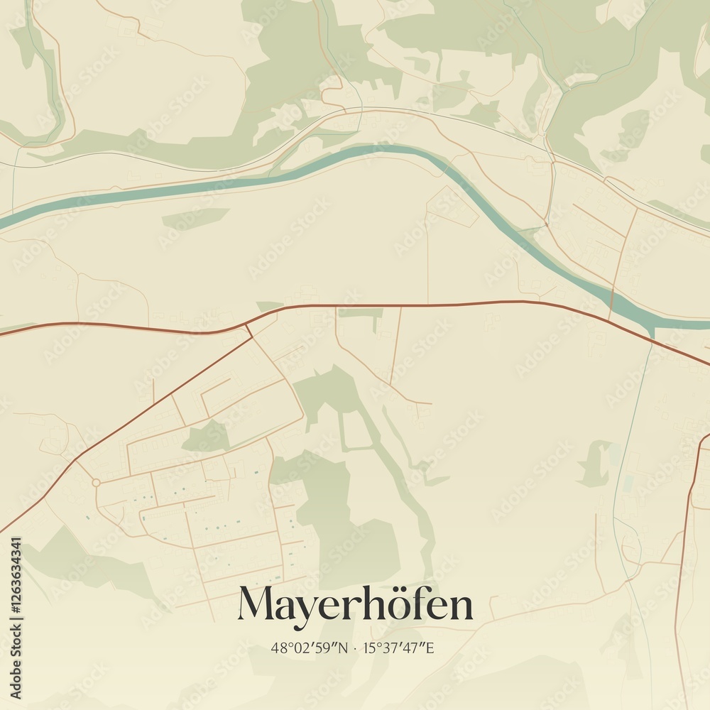 Fototapeta premium Vintage map of Mayerhöfen, Austria.