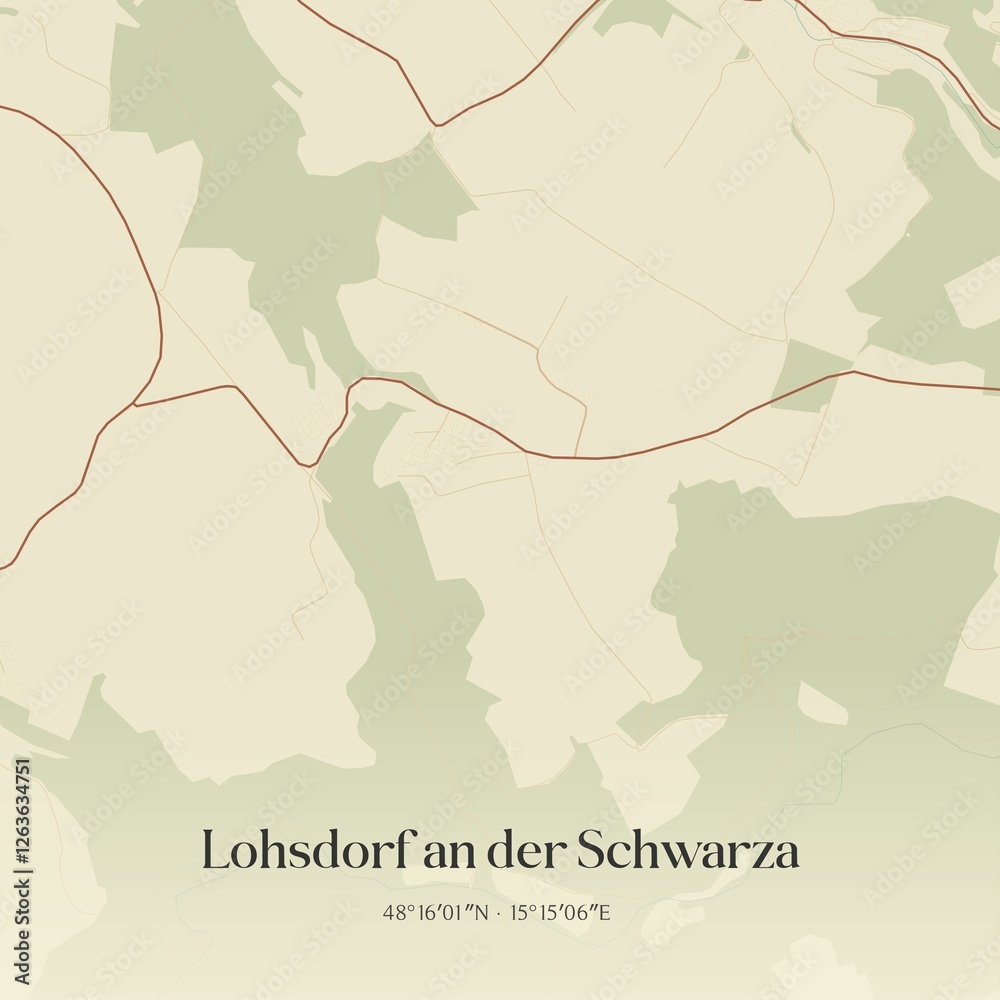 Obraz premium Vintage map of Lohsdorf an der Schwarza, Austria.