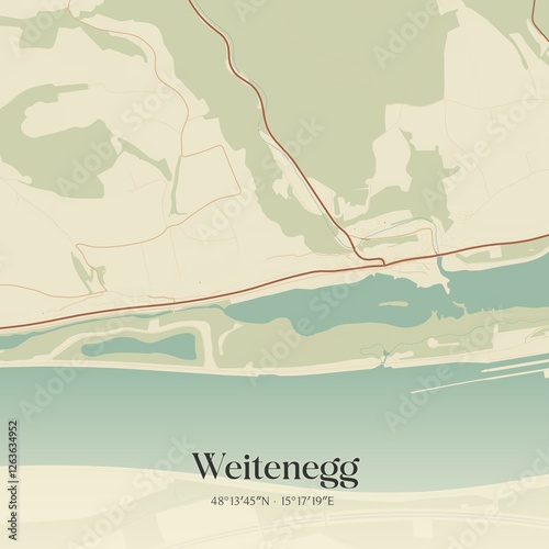 Vintage map of Weitenegg, Austria. photo