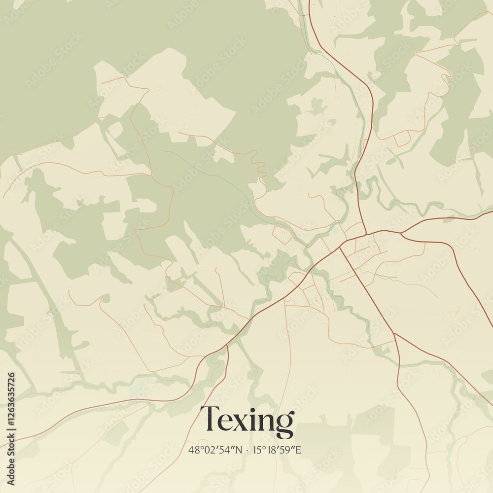 Obraz premium Vintage map of Texing, Austria.