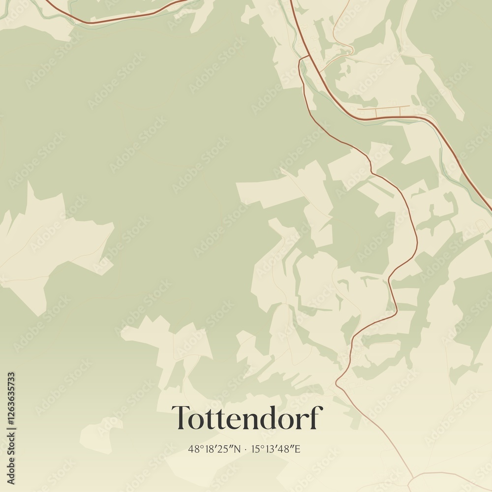 Fototapeta premium Vintage map of Tottendorf, Austria.