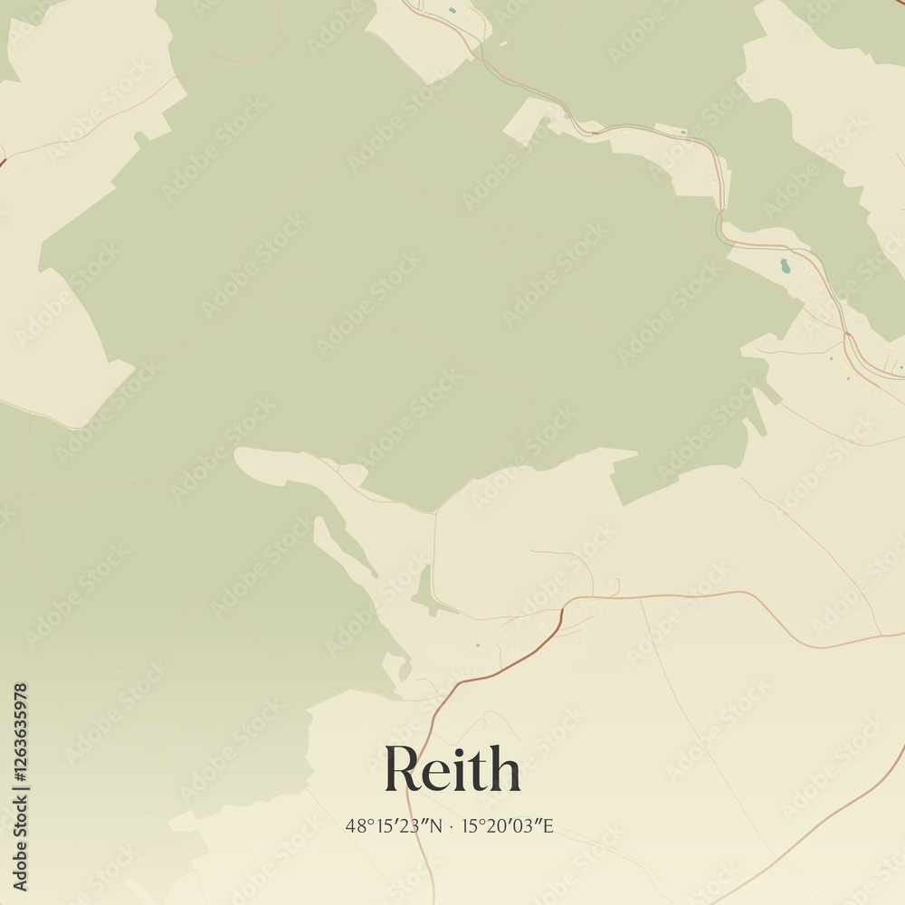 Fototapeta premium Vintage map of Reith, Austria.