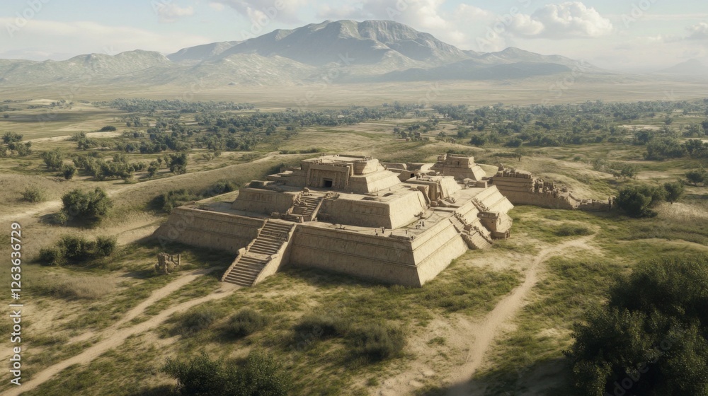 Ancient Desert City Ruins, Aerial View, Majestic Landscape Ancient Desert City Ruins, Aerial View, Majestic Landscape