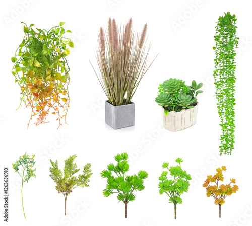 Set of artifical greenery for interior's decorating