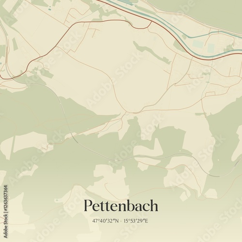 Vintage map of Pettenbach, Austria. photo