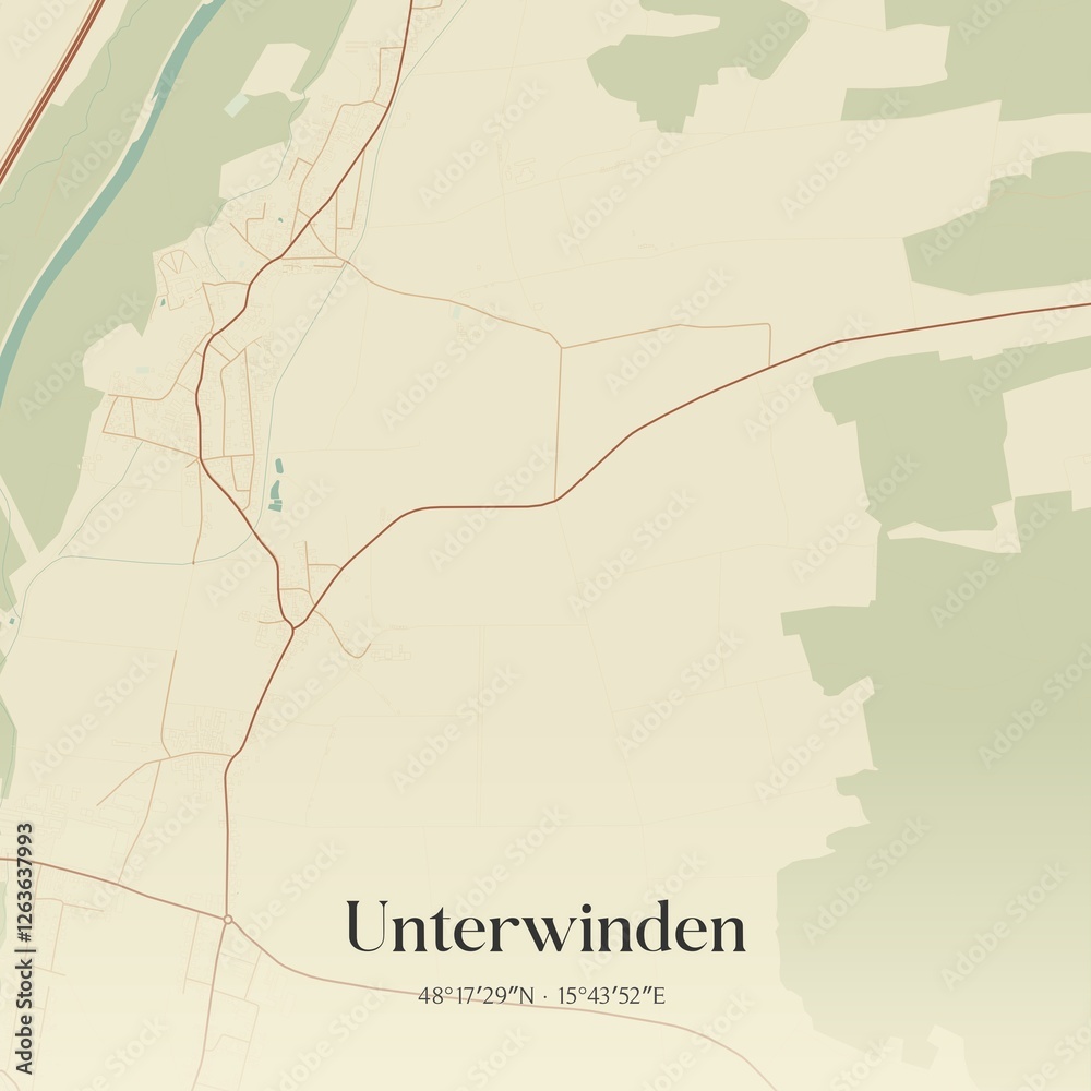 Fototapeta premium Vintage map of Unterwinden, Austria.