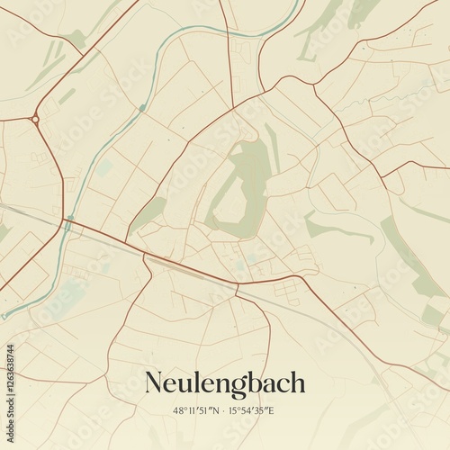 Vintage map of Neulengbach, Austria. photo