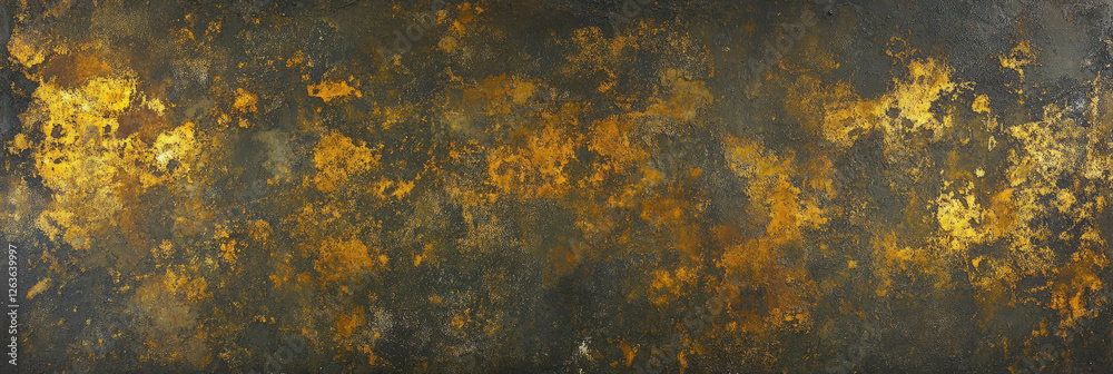 Naklejka premium Texture of dark metallic gold wall with grainy finish and heavy grunge effect