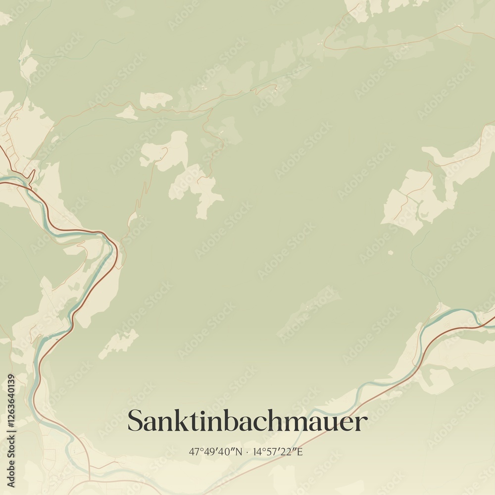 Obraz premium Vintage map of Sanktinbachmauer, Austria.