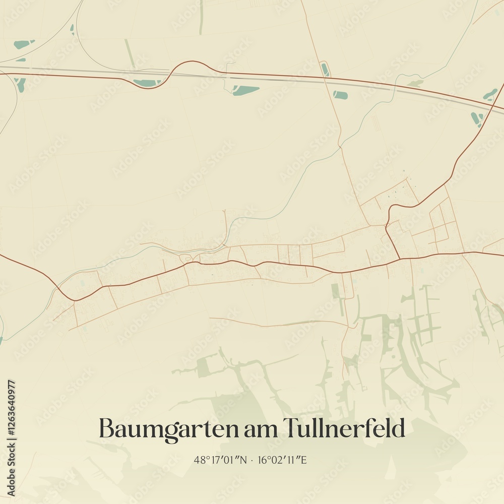 Fototapeta premium Vintage map of Baumgarten am Tullnerfeld, Austria.