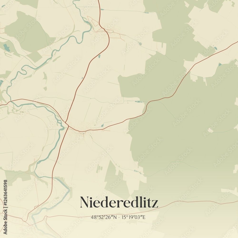 Fototapeta premium Vintage map of Niederedlitz, Austria.