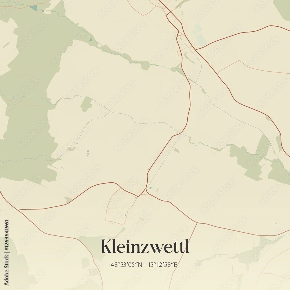 Obraz premium Vintage map of Kleinzwettl, Austria.