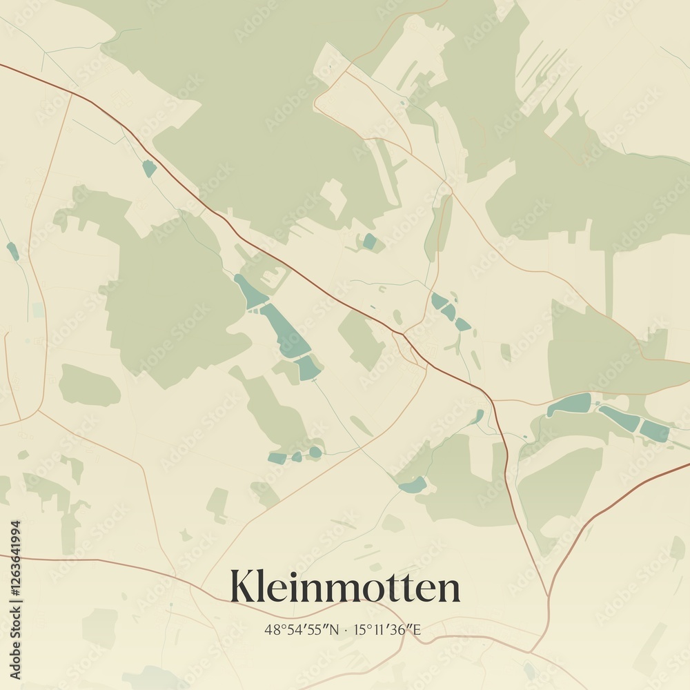 Fototapeta premium Vintage map of Kleinmotten, Austria.