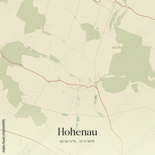 Vintage map of Hohenau, Austria. photo