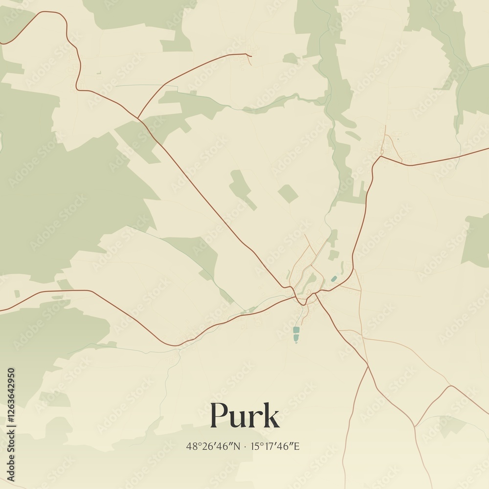 Obraz premium Vintage map of Purk, Austria.