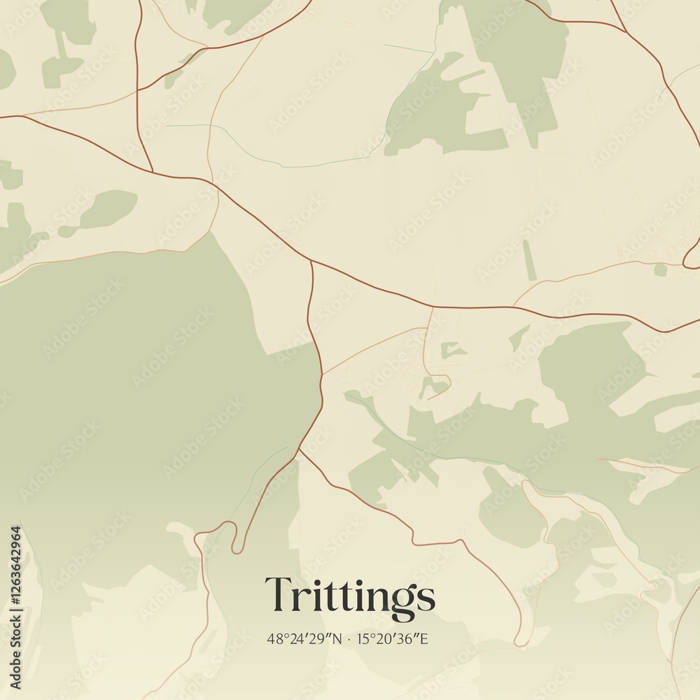 Fototapeta premium Vintage map of Trittings, Austria.