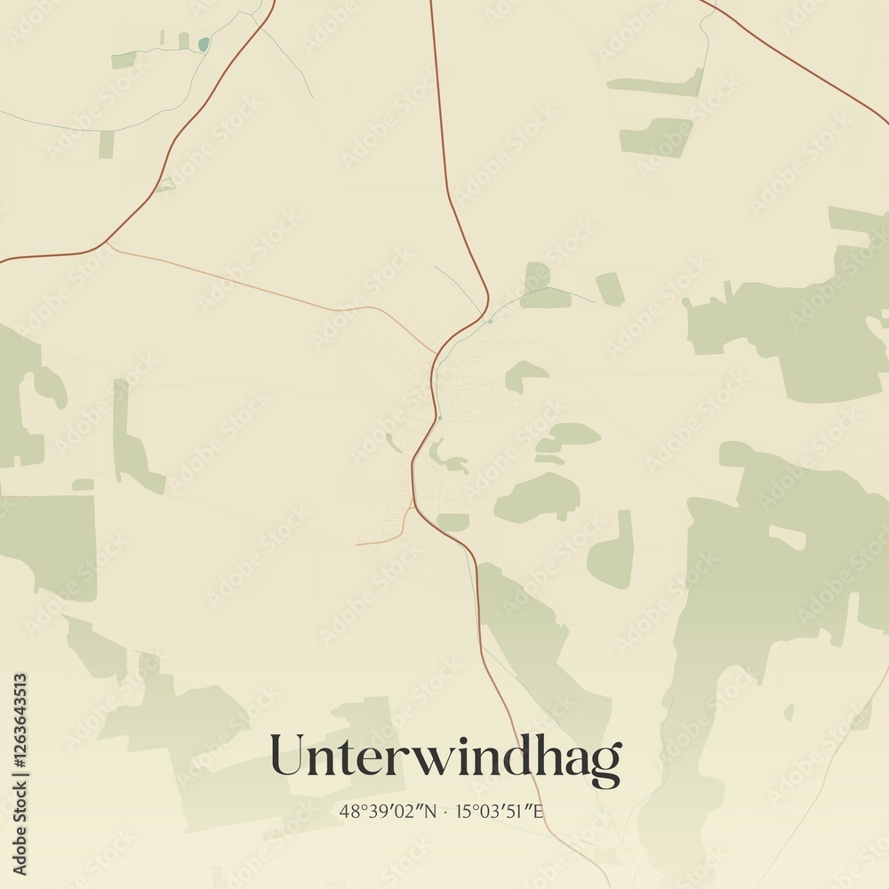 Fototapeta premium Vintage map of Unterwindhag, Austria.