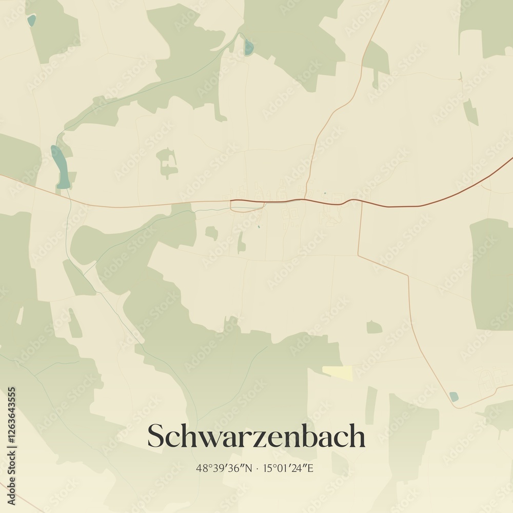 Fototapeta premium Vintage map of Schwarzenbach, Austria.