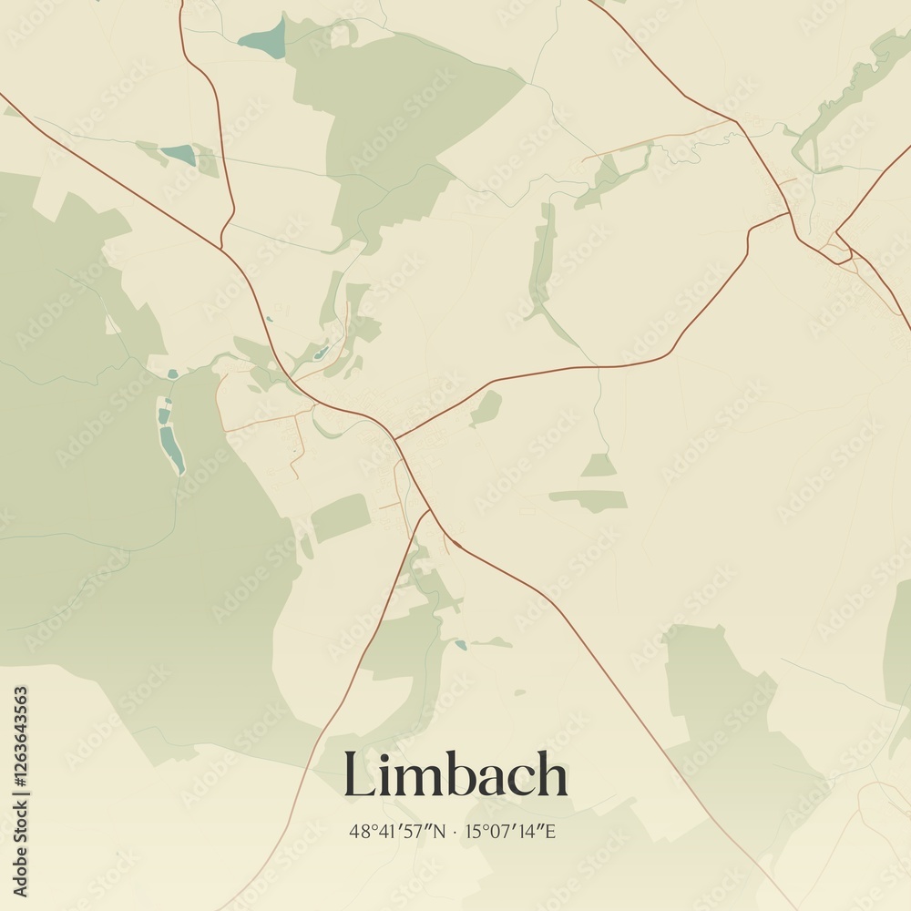 Fototapeta premium Vintage map of Limbach, Austria.