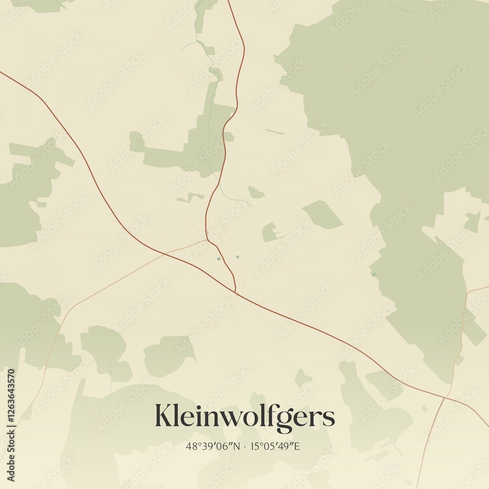 Fototapeta premium Vintage map of Kleinwolfgers, Austria.