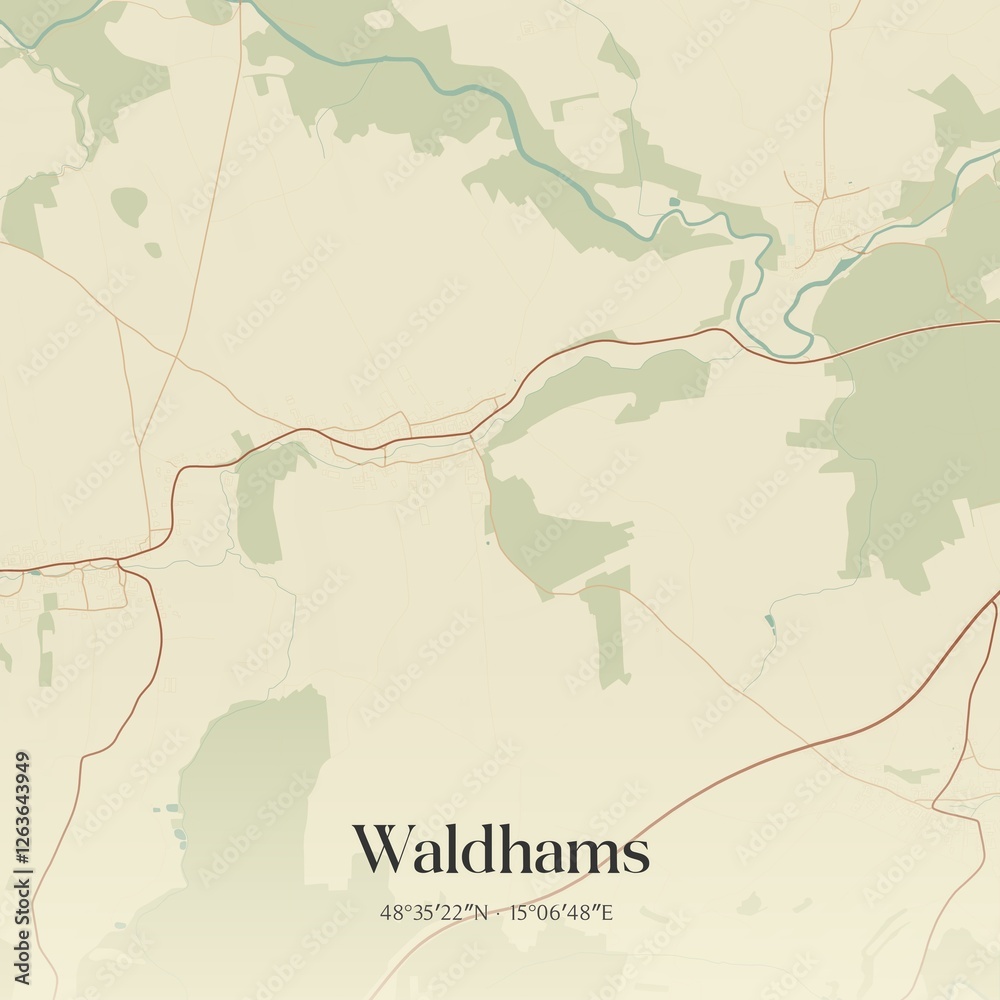 Fototapeta premium Vintage map of Waldhams, Austria.