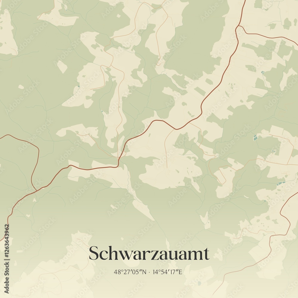 Obraz premium Vintage map of Schwarzauamt, Austria.