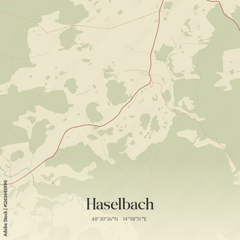 Obraz premium Vintage map of Haselbach, Austria.