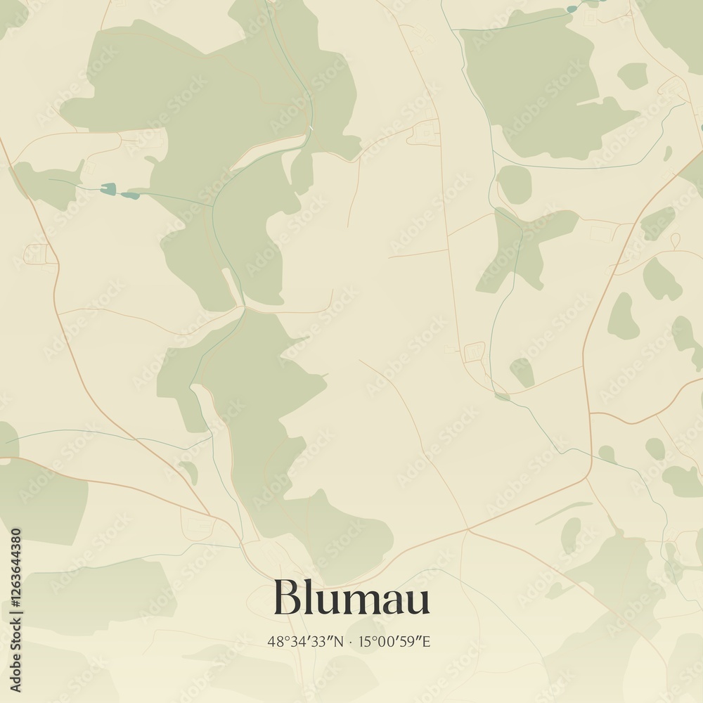 Obraz premium Vintage map of Blumau, Austria.
