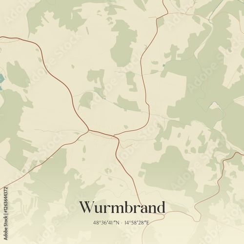 Vintage map of Wurmbrand, Austria.