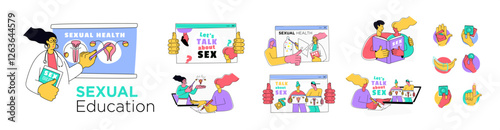Sexual Education and Safe Sex Awareness Illustrated Concepts