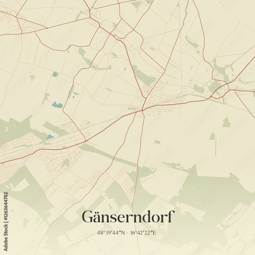 Obraz premium Vintage map of Gänserndorf, Austria.