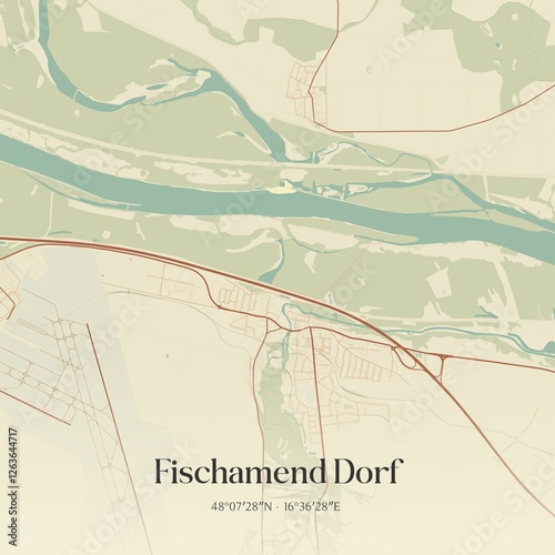 Vintage map of Fischamend Dorf, Austria. photo