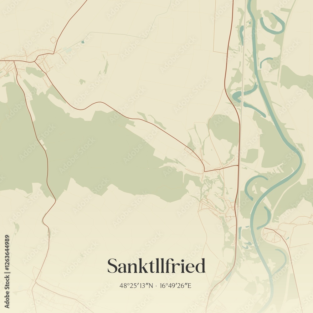 Obraz premium Vintage map of Sanktllfried, Austria.