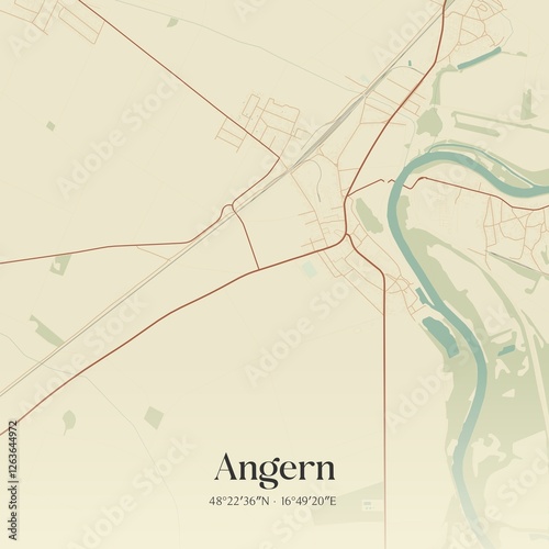 Vintage map of Angern, Austria. photo