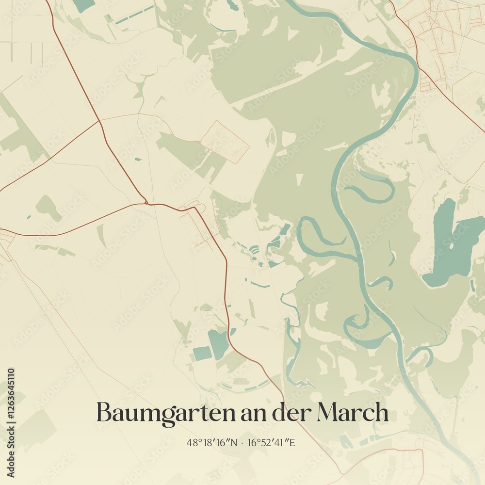 Fototapeta premium Vintage map of Baumgarten an der March, Austria.