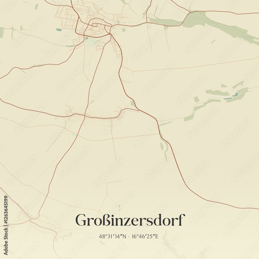 Fototapeta premium Vintage map of Großinzersdorf, Austria.