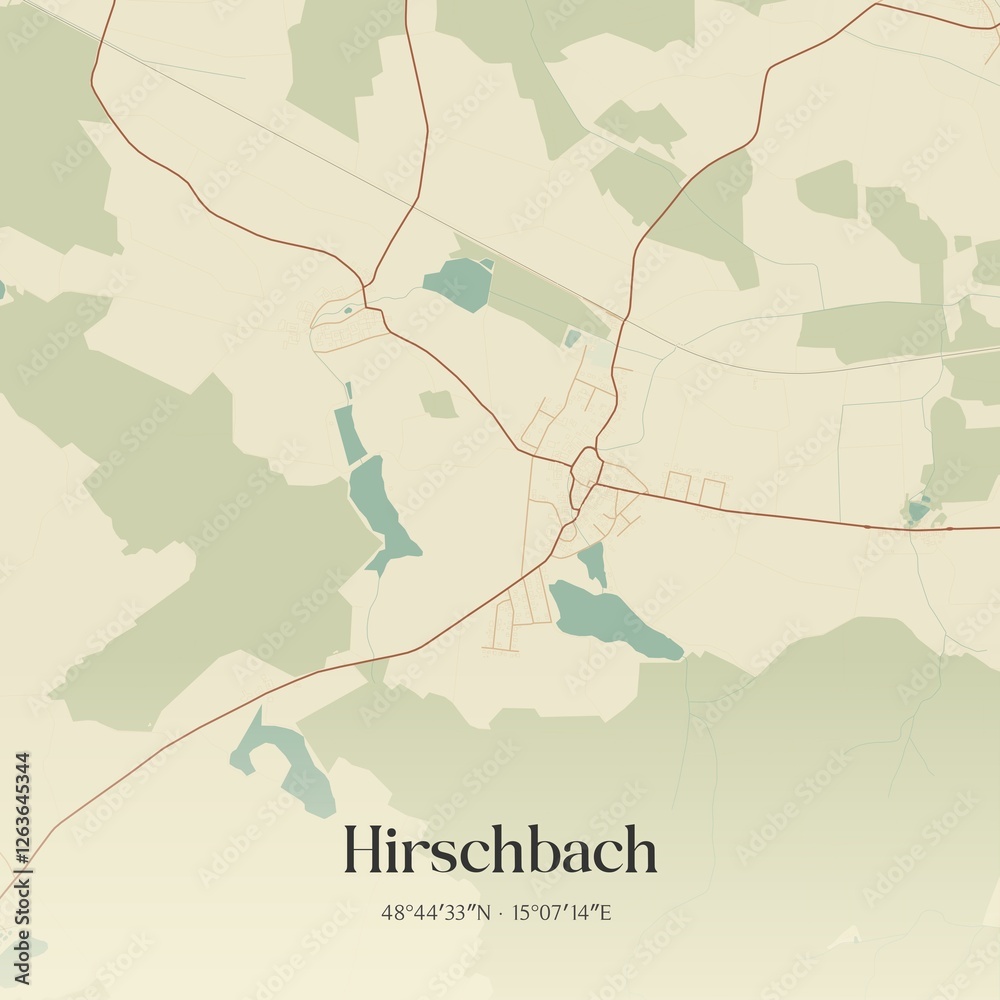 Obraz premium Vintage map of Hirschbach, Austria.