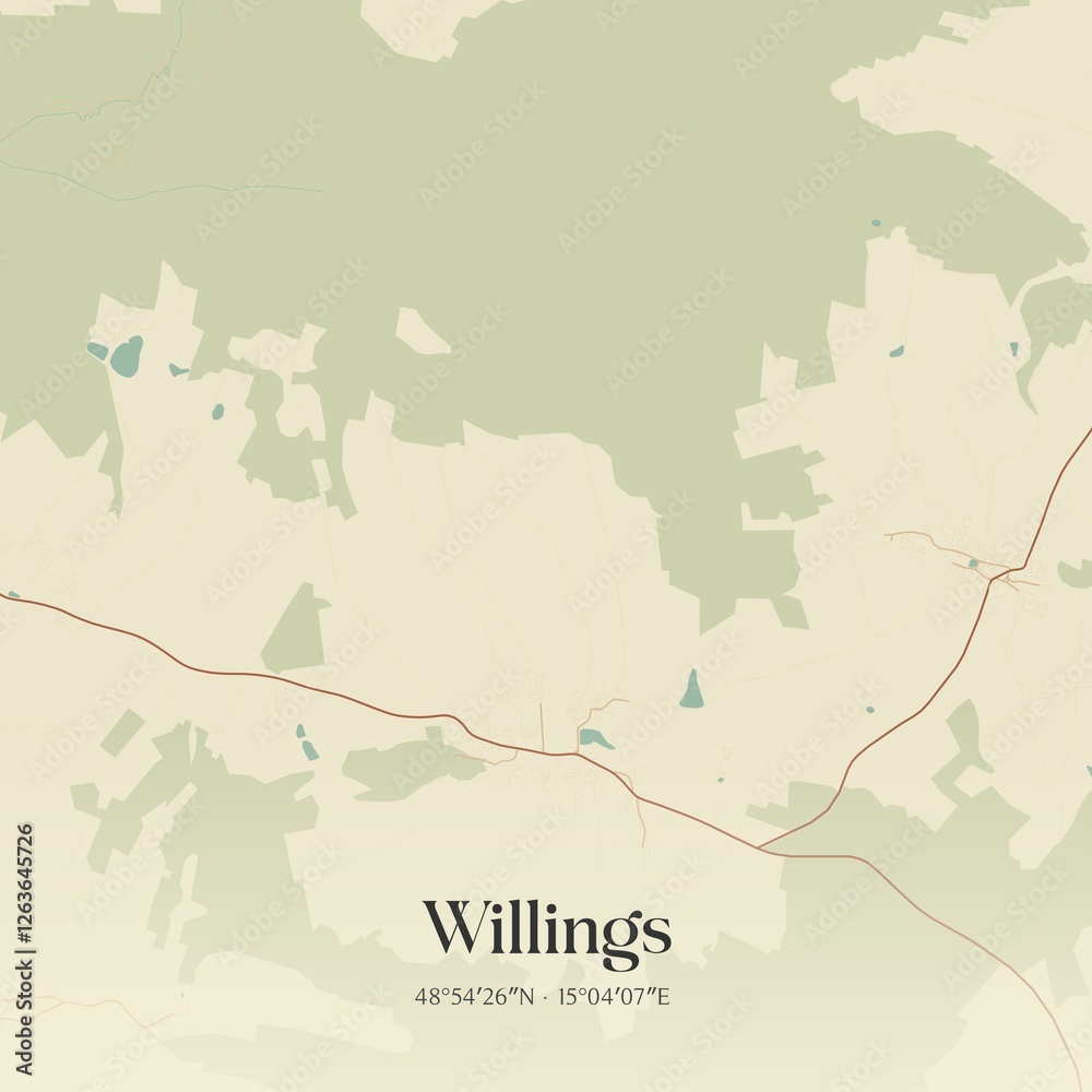 Fototapeta premium Vintage map of Willings, Austria.