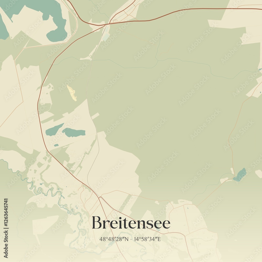 Fototapeta premium Vintage map of Breitensee, Austria.