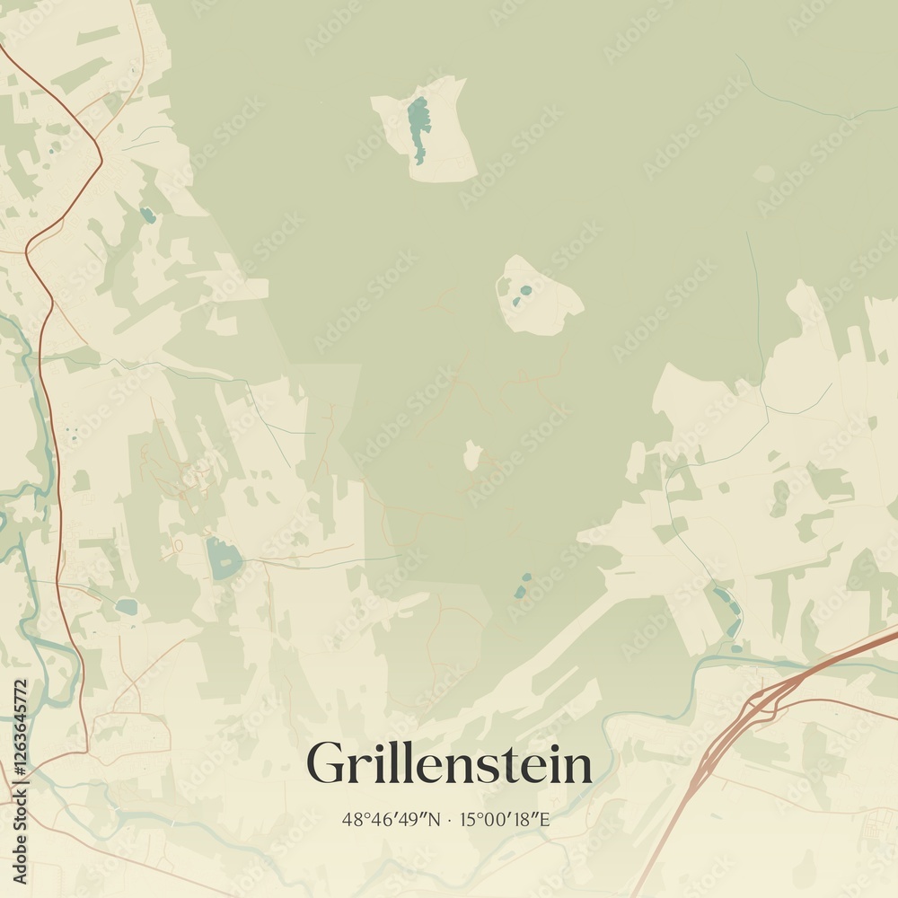 Fototapeta premium Vintage map of Grillenstein, Austria.