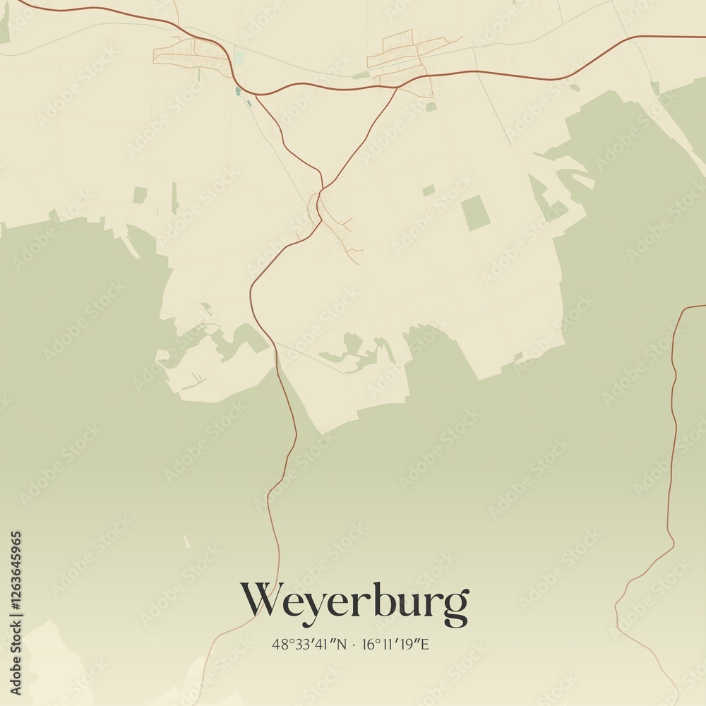 Fototapeta premium Vintage map of Weyerburg, Austria.