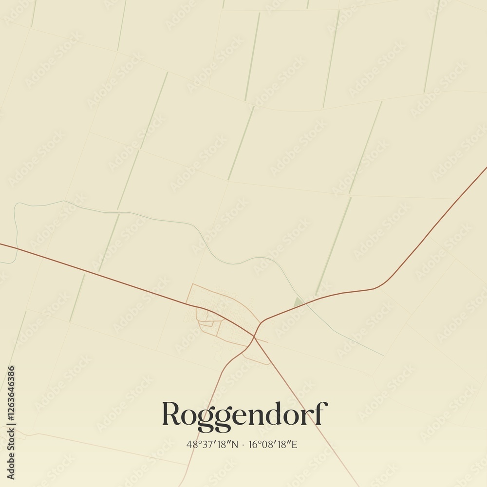 Naklejka premium Vintage map of Roggendorf, Austria.