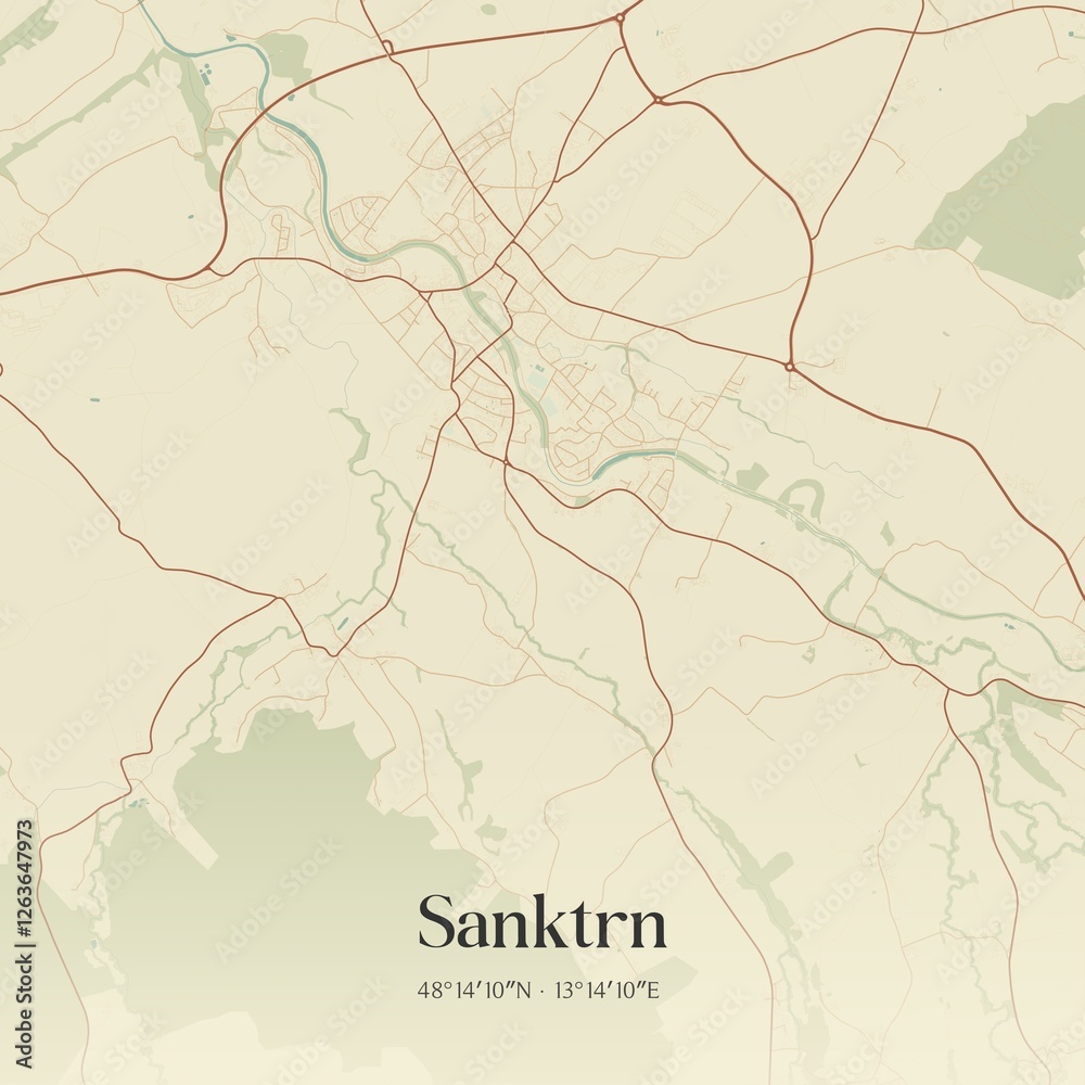 Obraz premium Vintage map of Sanktrn, Austria.