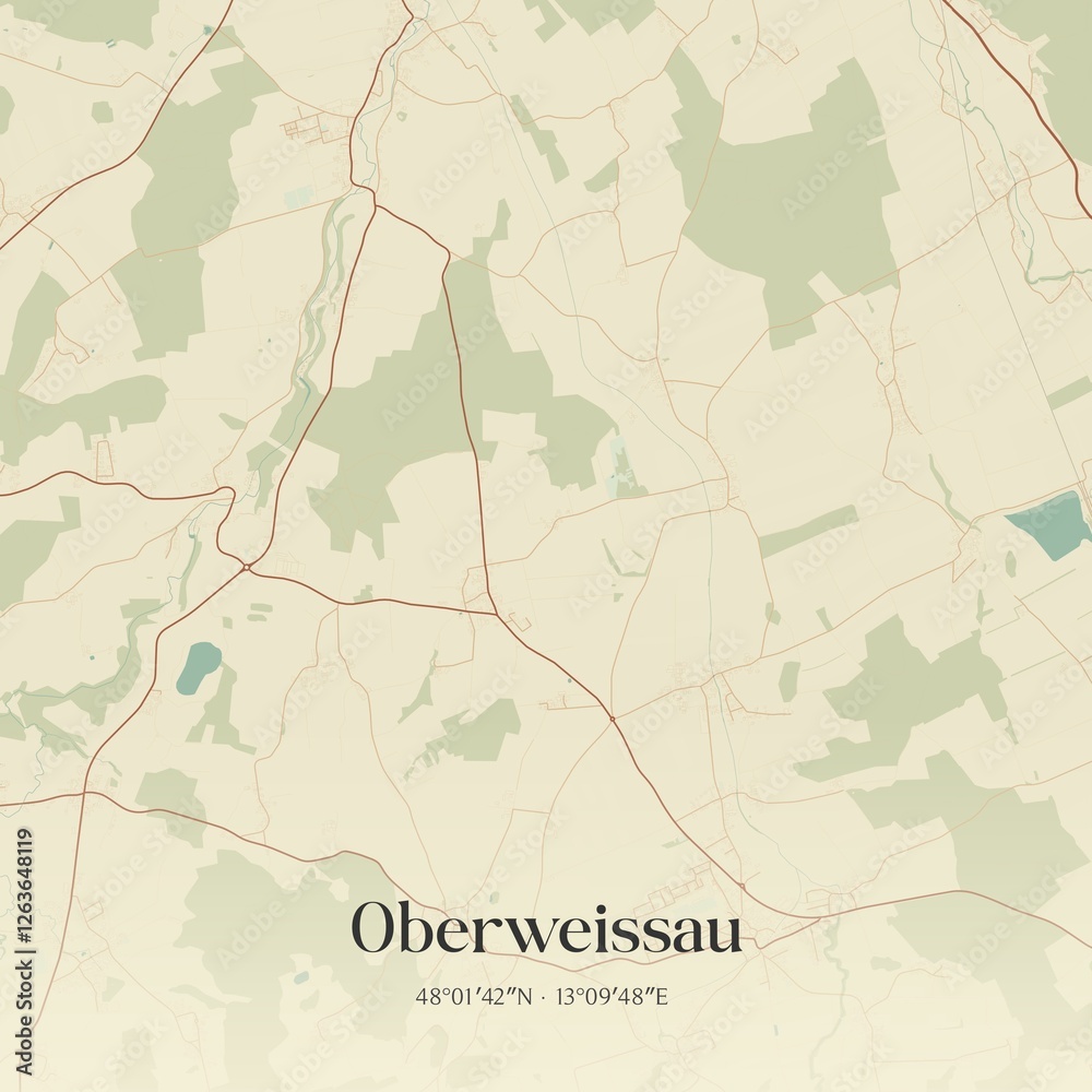 Fototapeta premium Vintage map of Oberweissau, Austria.