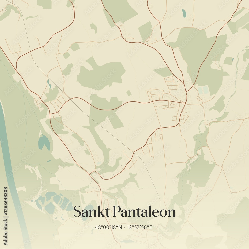 Obraz premium Vintage map of Sankt Pantaleon, Austria.