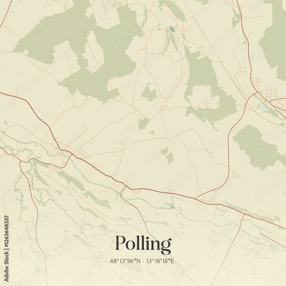 Obraz premium Vintage map of Polling, Austria.