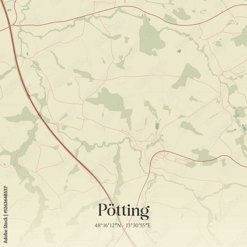 Fototapeta premium Vintage map of Pötting, Austria.