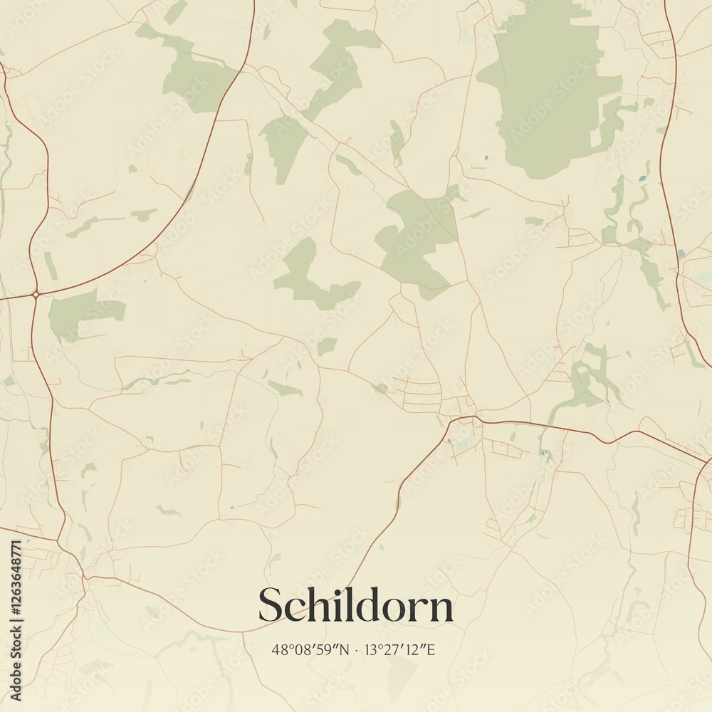 Fototapeta premium Vintage map of Schildorn, Austria.